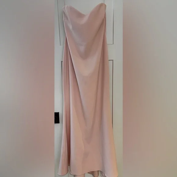 Neiman Marcus Badgley Mischka Blush Pink Strapless Gown w Organza Sheer Overlay - Picture 6 of 9